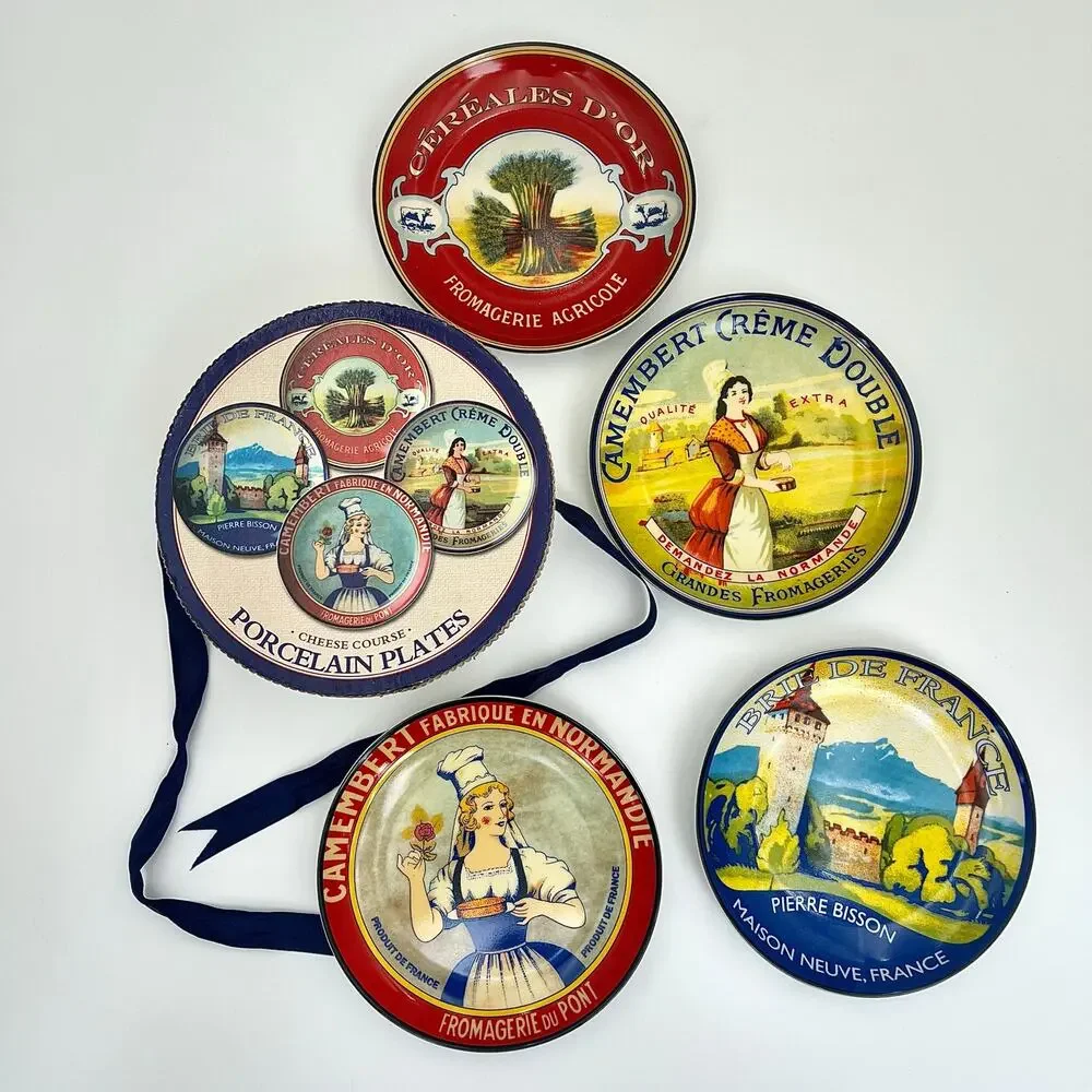 Pier 1 Imports French Cheese Plates Set of 4 Porcelain Appetizer 6.5